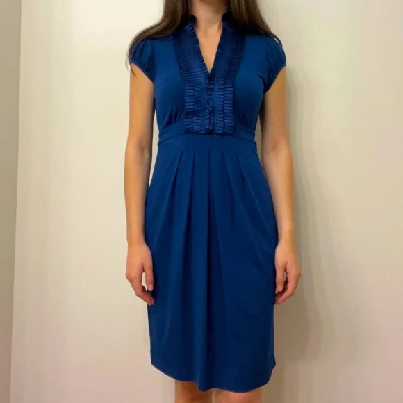 BCBGMaxAzria | Dresses | Navy Knee Length Modest Flow Dress | Poshmark